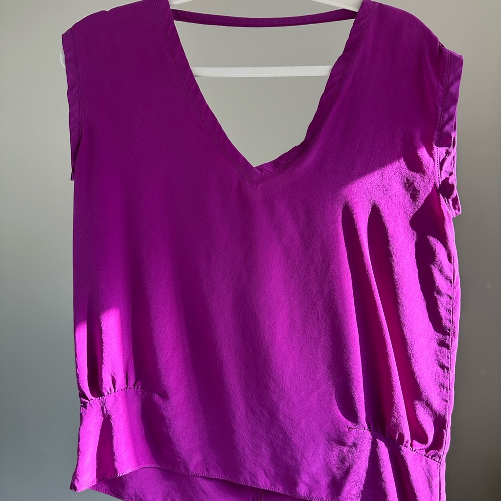 Myne Asymmetrical Backless Blouse in Pink and Purple